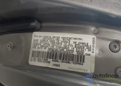 1999 Toyota Camry Le from USA, damaged, VIN 4T1BG22K3XU556347